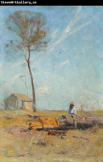 Arthur streeton Whelan on the log